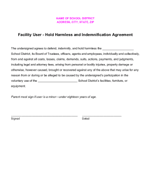 promise and agreement to defend, hold harmless