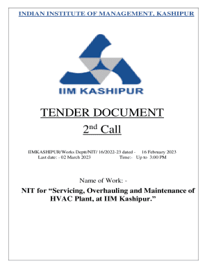 TENDER DOCUMENT 2 Call