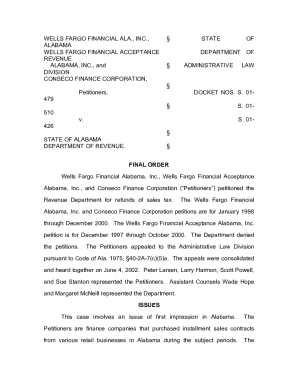 STATE D.O.R. v. WELLS FARGO FIN. ACC. AL, No. 2061148