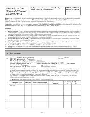 Fillable Online STANDARD PHAs PHAs PHAs that meet ...