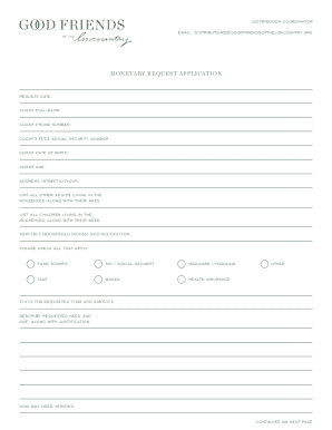 MONETARY REQUEST APPLICATION