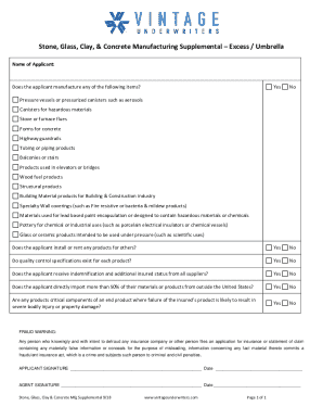 Stone, Glass, Clay, &amp; Concrete Manufacturing Supplemental