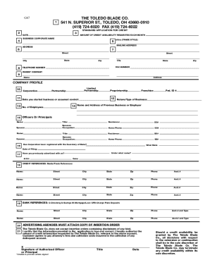 Advertiser credit application