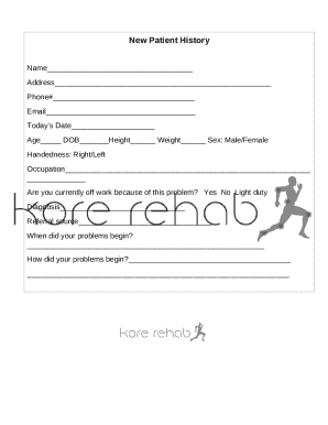 Age DOBHeight Weight Sex: Male/Female