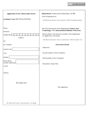 Application Form: Dissertation Issues The Supervisor