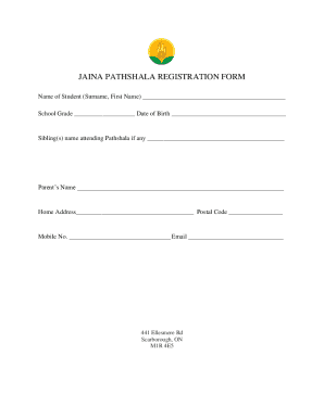 JAINA PATHSHALA REGISTRATION FORM