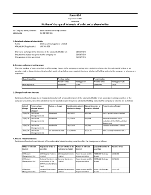 Form 604 Change in Substantial Holding