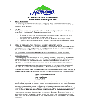 Tourism Grant Application and Guidelines