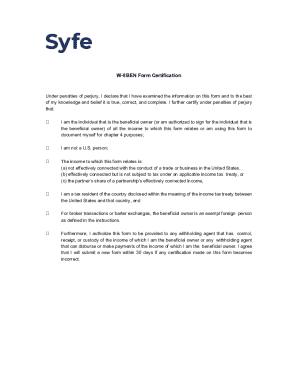 W-8BEN Form Certification