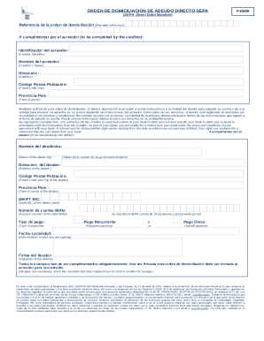 Referencia de la orden de domiciliacin (Mandate reference):