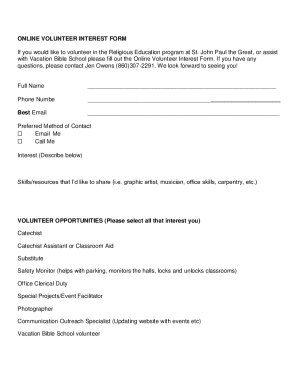 Online Volunteer Interest Form