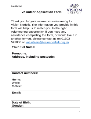Thank you for your interest in volunteering for Vision Norfolk