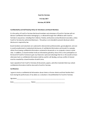 Confidentiality and Self-Dealing Policy for Volunteers and ...