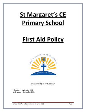 St Margaret's CE Primary School First Aid Policy