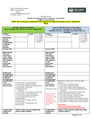 Course Modification and New Course form