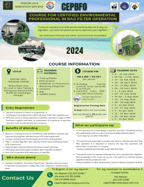 certified environmental professional in bag filter operation