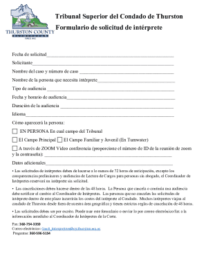 Tribunal Superior del Condado de Thurston Formulario de ...