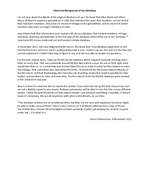 Historical Background of the Database