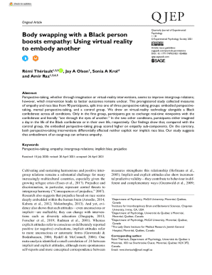 Body swapping with a Black person boosts empathy. Quarterly Journal of Experimental Psychology 0.0
