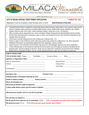 BUILDING PERMIT APPLICATION CITY OF MILACA