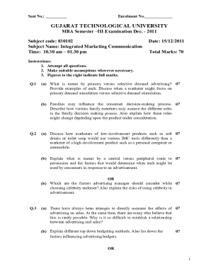 MBA Semester III Examination Dec