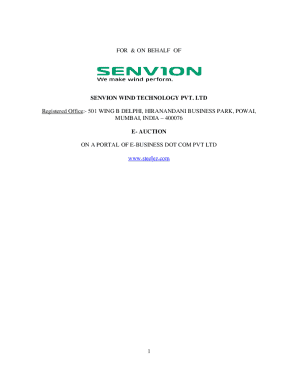 1 FOR &amp; ON BEHALF OF SENVION WIND TECHNOLOGY ...