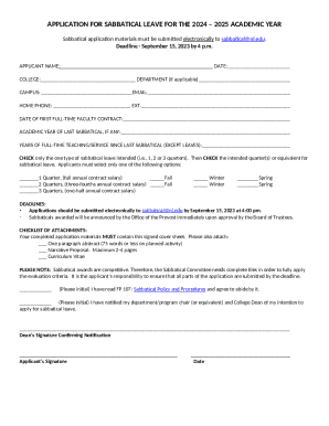 APPLICATION FOR SABBATICAL LEAVE FOR THE 2024 2025 ACADEMIC YEAR