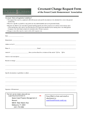 Covenant Change Request Form