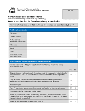 Form A: Application for first time/primary accreditation ( ...