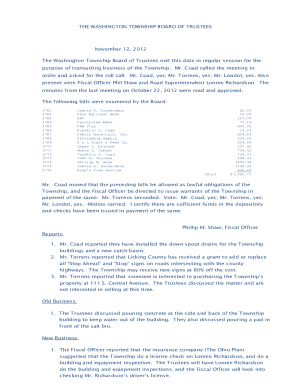 The Washington Township Board of Trustees met this date in regular session for the