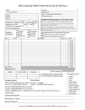 IOF - INTERNAL ORDER FORM