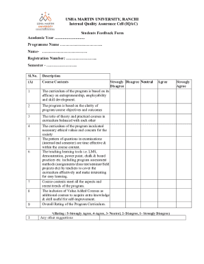Students Feedback Form - Usha Martin University
