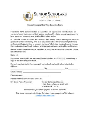 Senior Scholars One-Time Donation Form