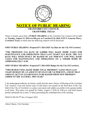 notice of public hearing - City of Crawford