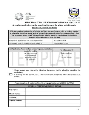 Application forms for Enrolment in 2025