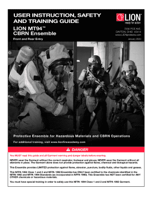 LION MT94 CBRN Ensemble ! USER INSTRUCTION, ...