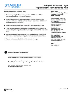 Change of Authorized Legal Representative Form for Entity ALR