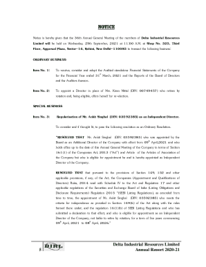 Cochin Minerals &amp; Rutile: Reg. 34 (1) Annual Report.