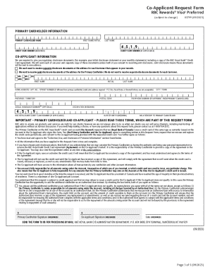 Co-Applicant Request Form RBC Rewards Visa Preferred