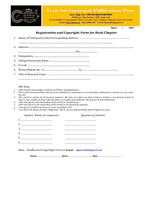 Registration and Copyright Form for Book Chapter
