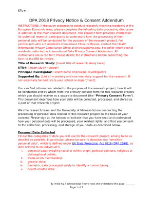 GDPR Informed Consent Addendum Template