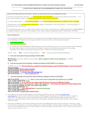 IN THE HIGH COURT ADMINISTRATIVE COURT OF ENGLAND & WALES