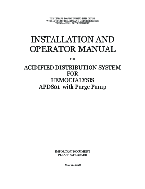 Operator's Manuals - Hemodialysis (HD)