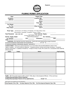 Corona Filming Permit Application