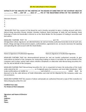 Submit documents of changes to the board of directors co- ...