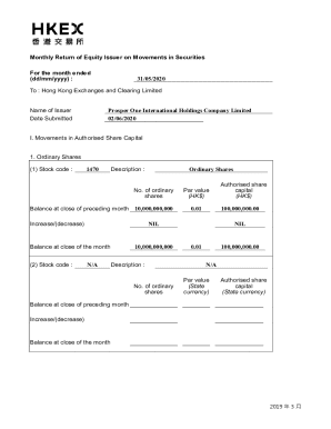Total authorised share capital at the end of the month (HK$) : 100,000,000