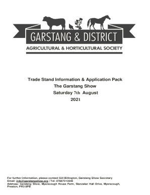 Trade Stand Information &amp; Application Pack The Garstang ...