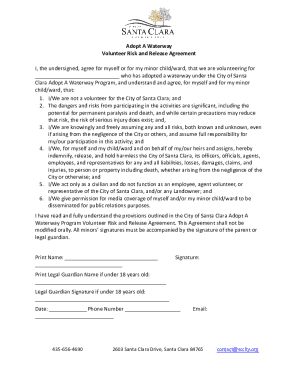 AAW Volunteer Risk &amp; Release Agreement Form