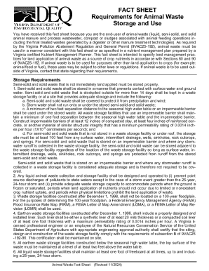 FACT SHEET Requirements for Animal Waste Use and Storage