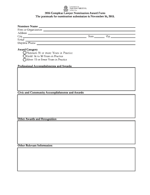 2016 Compleat Lawyer Nomination Award Form The postmark for ... - law sc